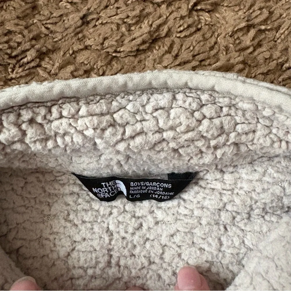 The North Face Kids White Fleece Sweatshirt Large 14/16 Off White Cream